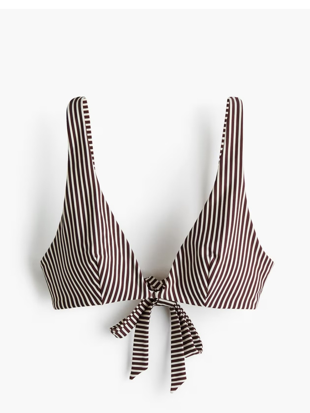 H&M Brown and White Striped Bikini Top